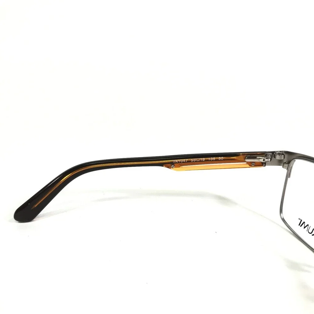 Takumi Eyeglasses Frames TK1047 50 Grey Blue Orange Square Wire Rim 53-18-135